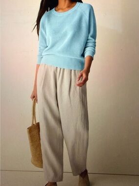 Eileen Fisher Light Blue Crewneck boxy linen Sweater